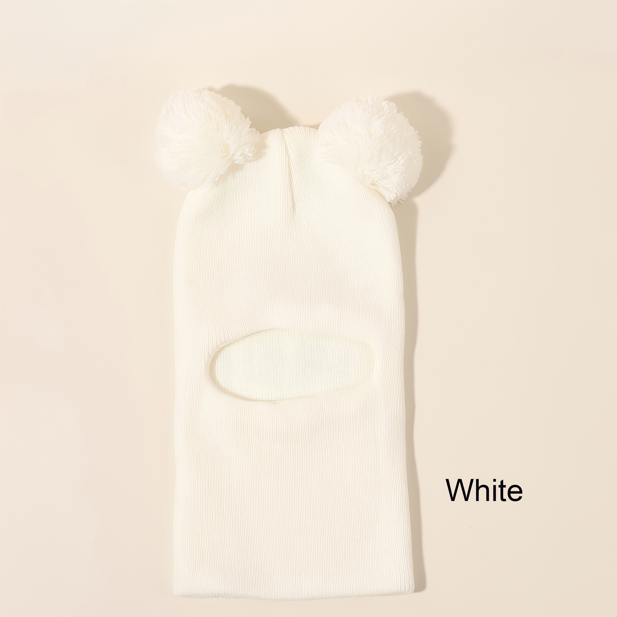 1pc Comfortable Hat with Pom-Pom And Neck Warmer | Soft Stretch Knit Winter Hat, White with Black Stripes, Ideal for Autumn And Winter, Casual Wear, Holiday Gift, Lightweight Acrylic Fabric. - Image 9