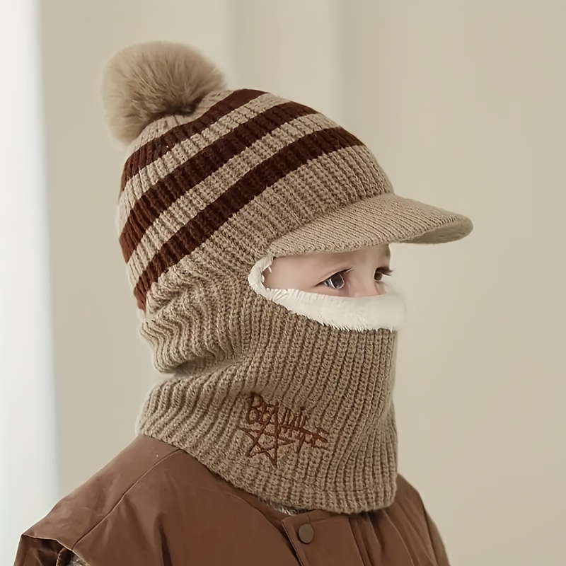 Mask Hat - Full Face & Neck Protection, Half-Face/Full-Face Options, Soft Warm Winter Wear for Boys & Girls 2-8 Years, Lightweight for Skiing,, Outdoor Activities (Grey/Black) - Easy On - Image 11