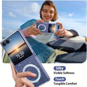 [Samsung Galaxy Z Flip7 Case] for Samsung Galaxy Z Flip7 magnetic phone case, Flip7 5G integrated glitter phone case, Women's fashionable phone case