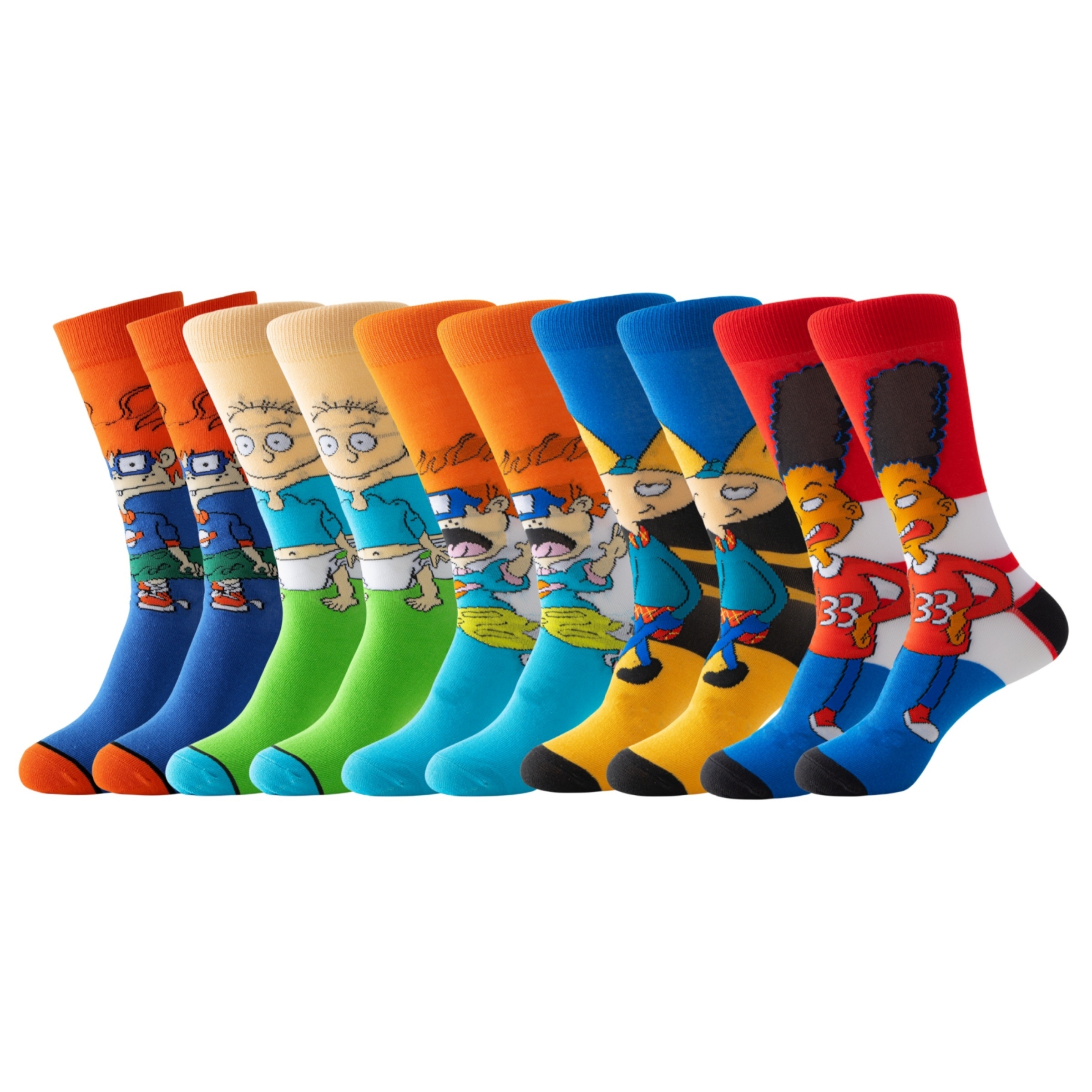 5/10 Pairs of Men's Fashion Cartoon Pattern Round Neck Socks, Breathable and Comfortable Casual Street Style Neutral Socks, Suitable for Men's Outdoor Wear All Seasons - Image 6