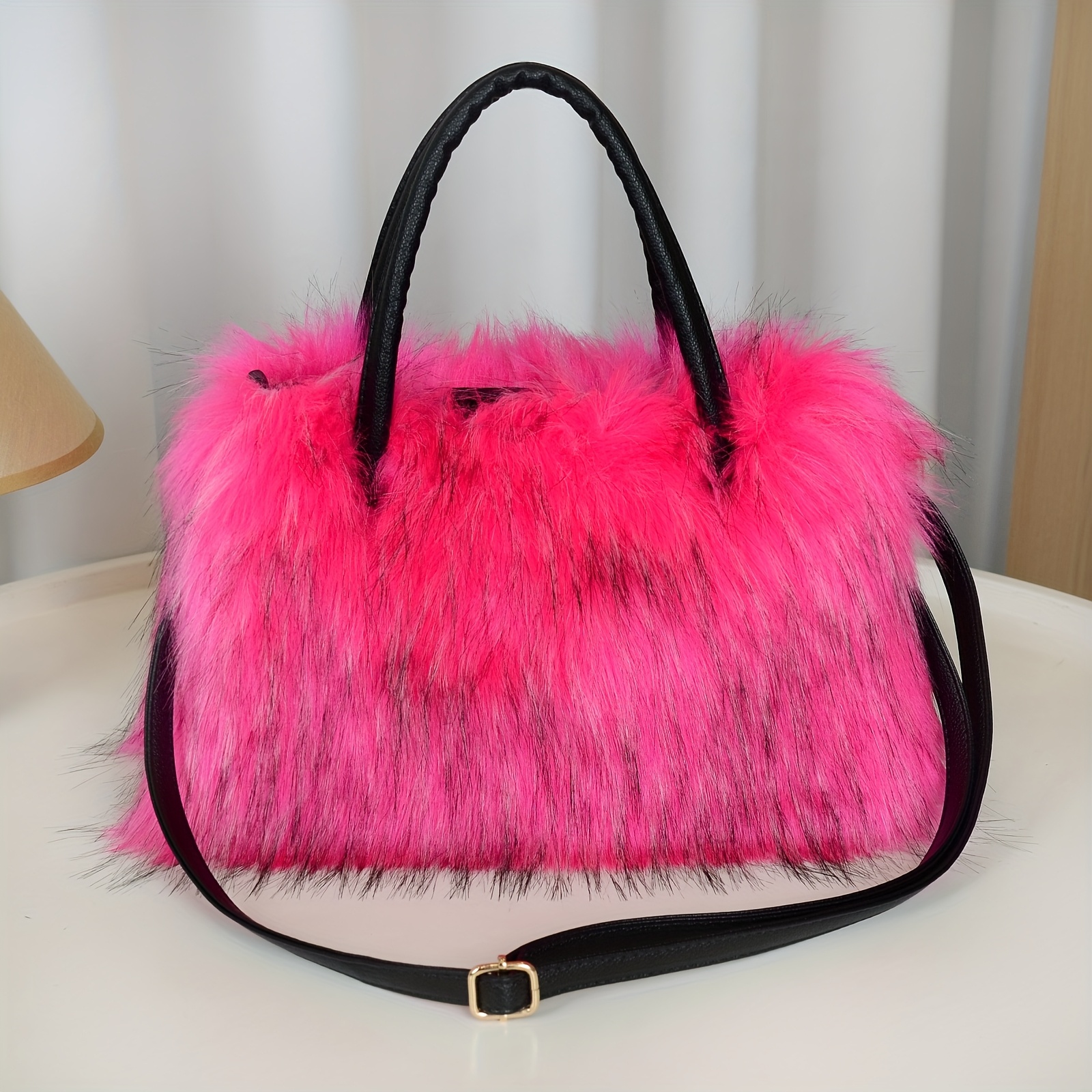 Women'S Plush Faux Mink Shoulder Bags | High-End Fashion Tote And Crossbody Bags in Five Colors:, Pink, Khaki, Silvery Grey, Green | Ideal Gifts for Girlfriend, Daughter, Mother | Solar Bloom Brand, Zipper Closure, Removable Strap Chance of Free Gift - Image 13