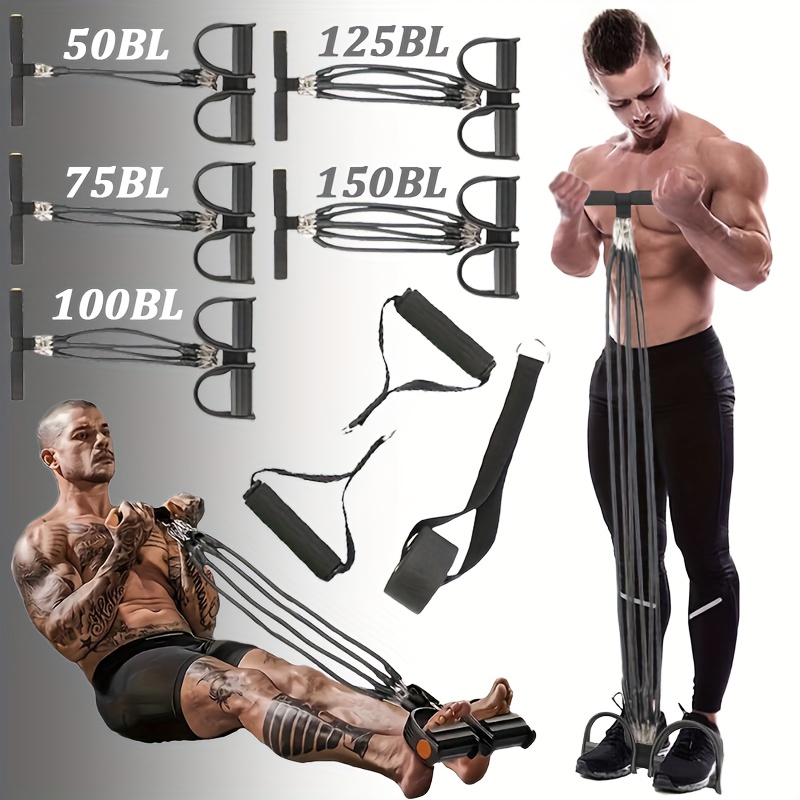 Five-Level Stretching Resistance Multifunctional Foot Puller, Fitness Pull Band, Sit-Up Assistant, Unisex Foot Puller, Multifunctional Sports Foot Puller, Pilates Fitness Equipment, Suitable for Hands, Legs, Abdominal Muscles, Fitness Assistance Equipment, Suitable for Home and Outdoor Sports with Five Weight Options - Image 2