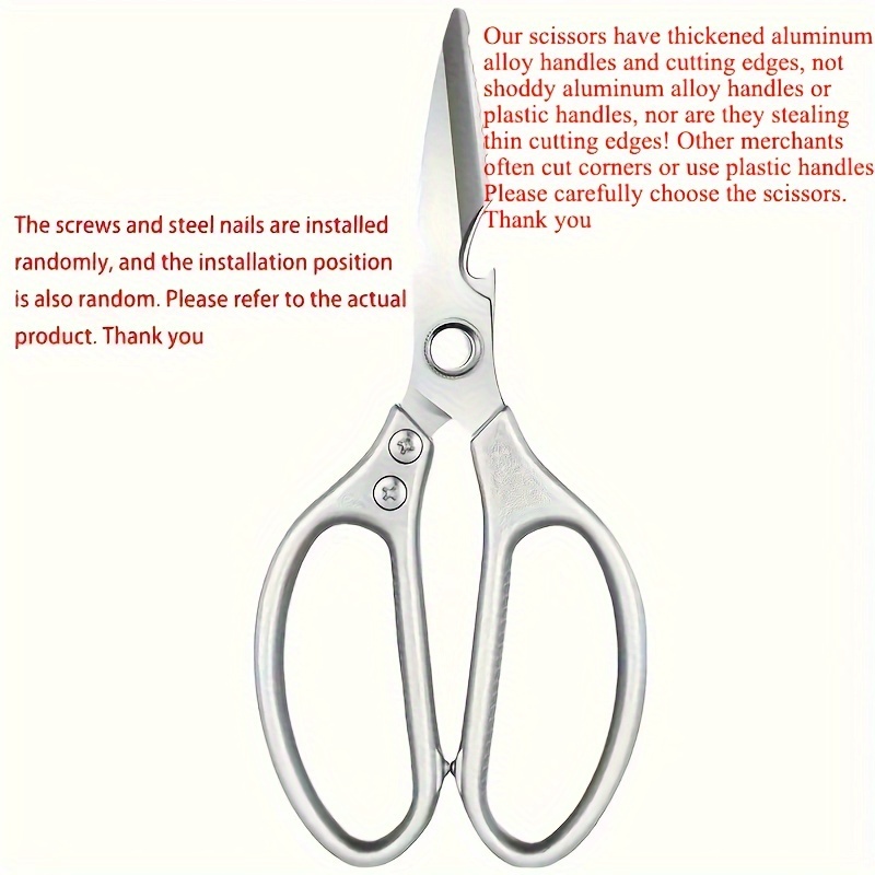 8.5-inch Stainless Steel Kitchen Scissors | Multi-Functional, Professional Aluminum Alloy Handle, Stamped Construction, 430 Stainless Steel, Ambidextrous, Contact Safe - Image 3