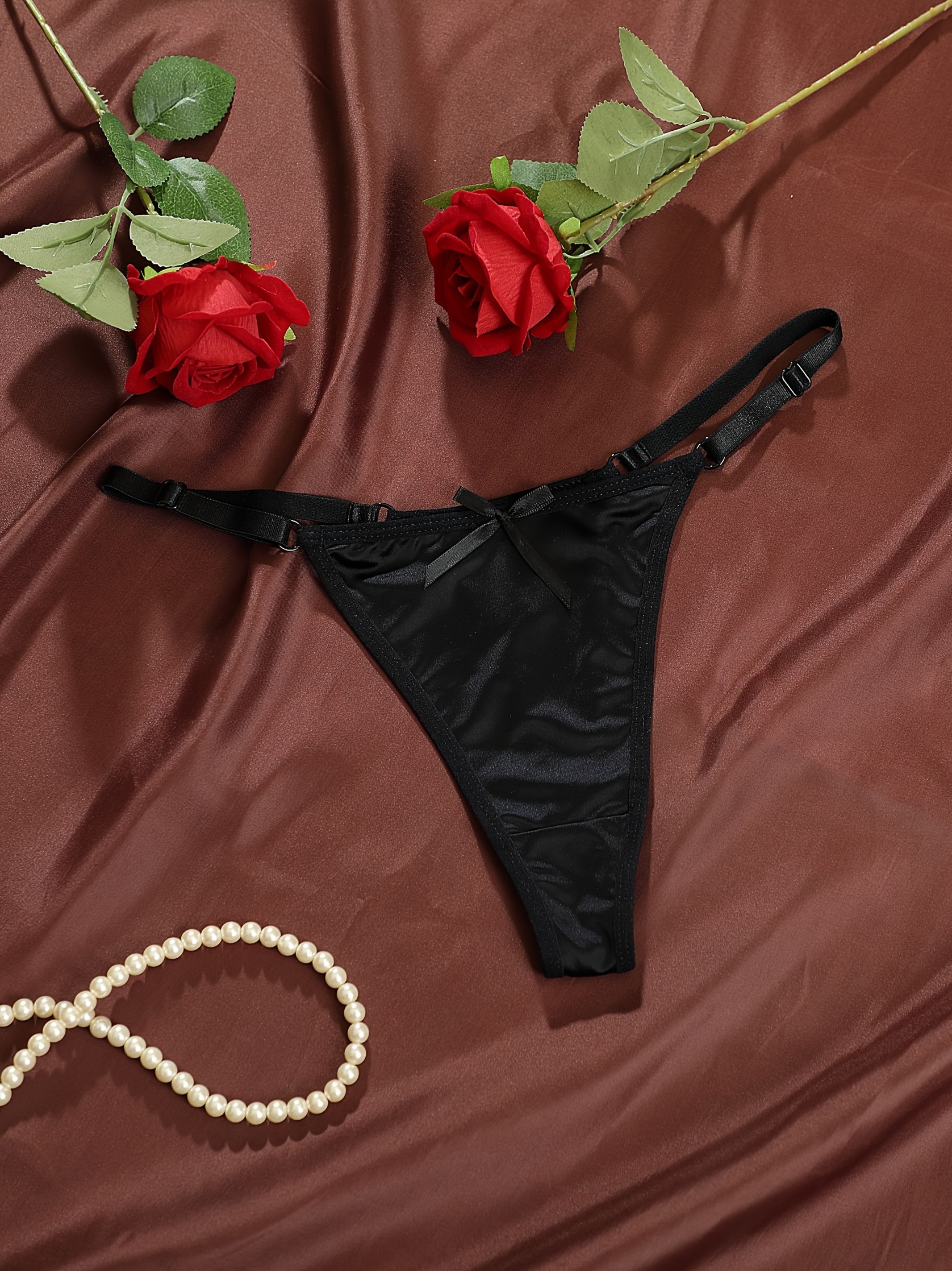 8pcs Women's G-String Thongs with Adjustable Bowknots - Sexy, Comfortable, Breathable, Low-Rise, Solid Color Panties for Casual Attire, Comfortable Undergarment, Sexy Underwear, Soft Fabric Underwear, Thongs For Women, Lingerie For Women, Thong Underwear For Women, Lingerie, Thong Panties For Women, Everyday Undergarments, Stylish Lingerie, Breathable Material, Smooth Texture, Lowrise Panties, Fashion Lovers - Image 8