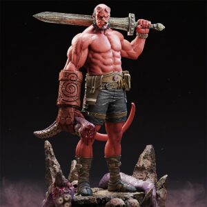 70mm Hellboy Double-Headed, Gray - Suitable for Tabletop Role-Playing Games, D&D Miniature, All-Season Use, GK Figure, Painting and Display, Model Assembly and Collection