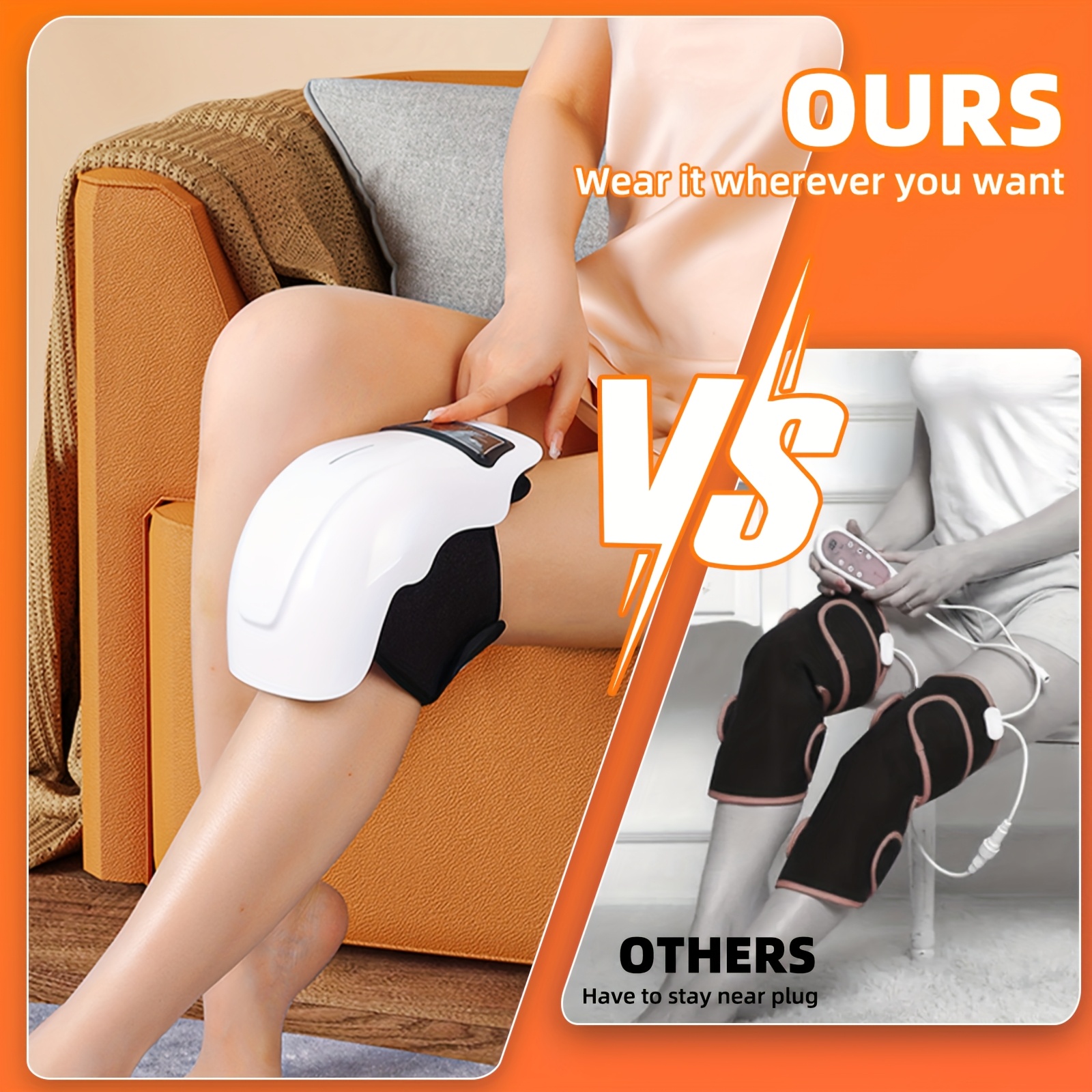 Knee Massager Features Heat, with 9 Different Heating Settings And 9 Vibration Speeds. It Comes with Adjustable Straps And a Cordless Design, Making It a Heating Pad Suitable for Joints, Muscles, And Knees. This Massager Is Perfect for - Image 6