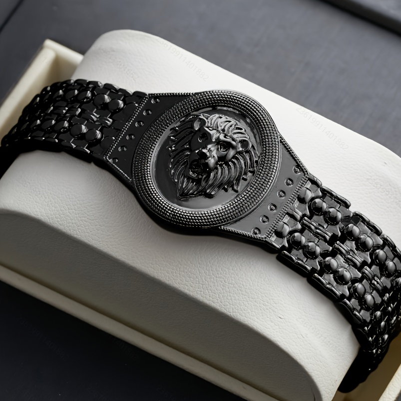 1pc Men's Lion Head Bezel Bracelet - Synthetic Lion Head, Lion-Themed Jewelry Gift for Parties, Music Festivals & Mardi Gras - Year-Round Wearable for Events/Casual Outfits (Lion's Head) - Bezel) - Image 7