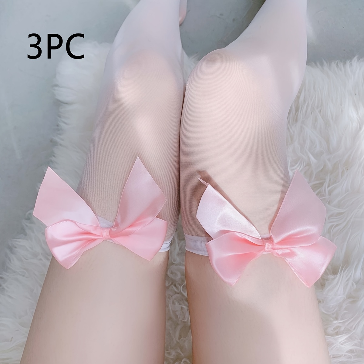 Women'S Sexy Thigh-High Sheer Tights with Elegant Bow Accents - Black, Pink & White - Sophisticated Style, Durable & Easy-Care (Hand Wash/Dry Clean) - Versatile for Casual & Formal Wear, Formal Hosiery, Thighhigh Stockings, Decorative Bow Design, Quality Fabric Legwear - Image 14
