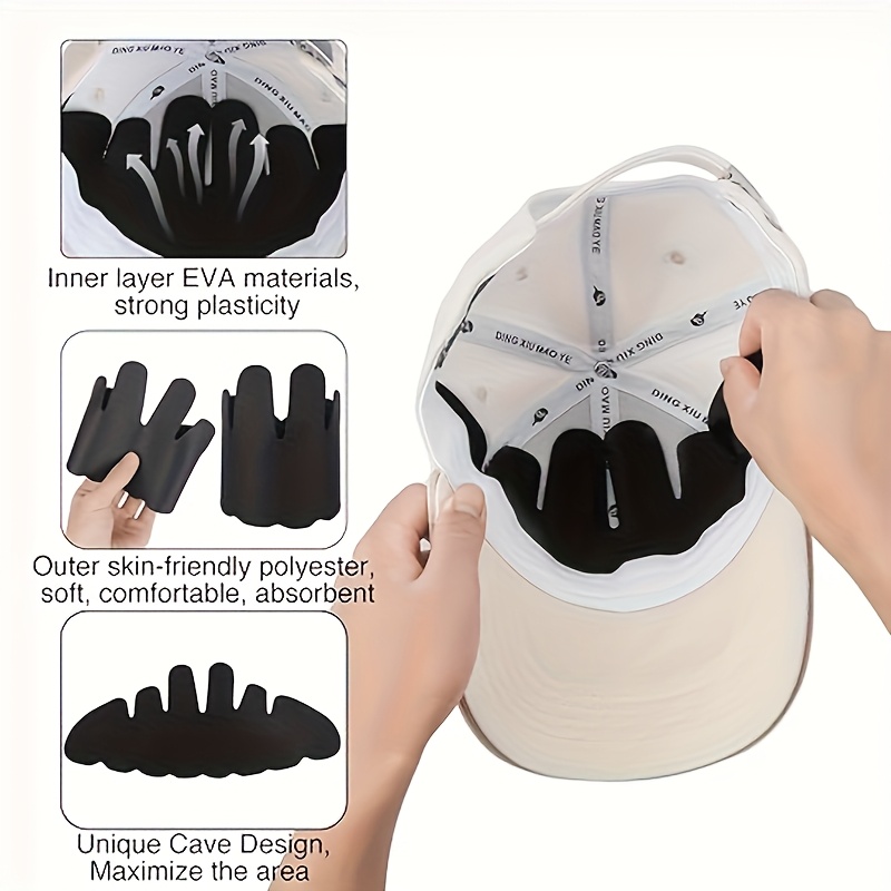 12pcs Sweat-Absorbent Baseball Cap Liners, Washable Flexible Felt Hat Shaper for Sports Hats and Outdoor Hardtops with Wide Brim - White/Black (6pcs White + 6pcs Black) = 12pcs - Image 2