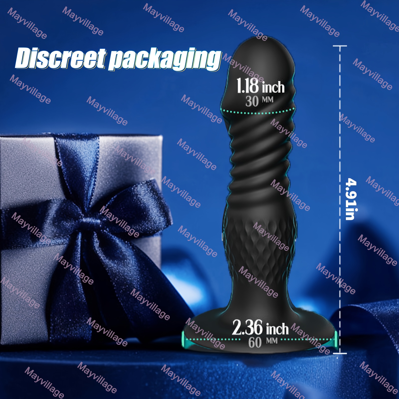 Thrusting Vibrating Dildo Anal Butt Plug G-Spot Vibrator Male Prostate Massager Adults Sex Toys for Men Women Couples, Silicone Grainy Anal Beads Remote Control Butt Plug Clit Nipples Anus Vagina G Spot Stimulators with 10 Telescopic Vibration Modes - Image 3