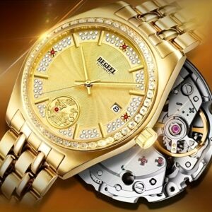 BEGEEL Men'S Mechanical Watch - Fully Automatic, Luminous, Business Style, Stainless Steel Case & Band, Round Dial with Date Display, Ideal for Christmas & Thanksgiving Gifts, Business Watch|Luminous Watch|Durable Watch, Without Battery