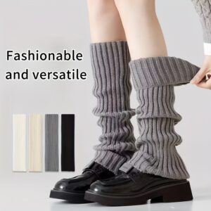 A Pair of Women'S Solid Color Decorative Leg Warmers, Stylish Long Leg Warmers, Warm Tights, Recommended by Fashion Bloggers, Suitable for JK Uniform Style And Trendy Outfits