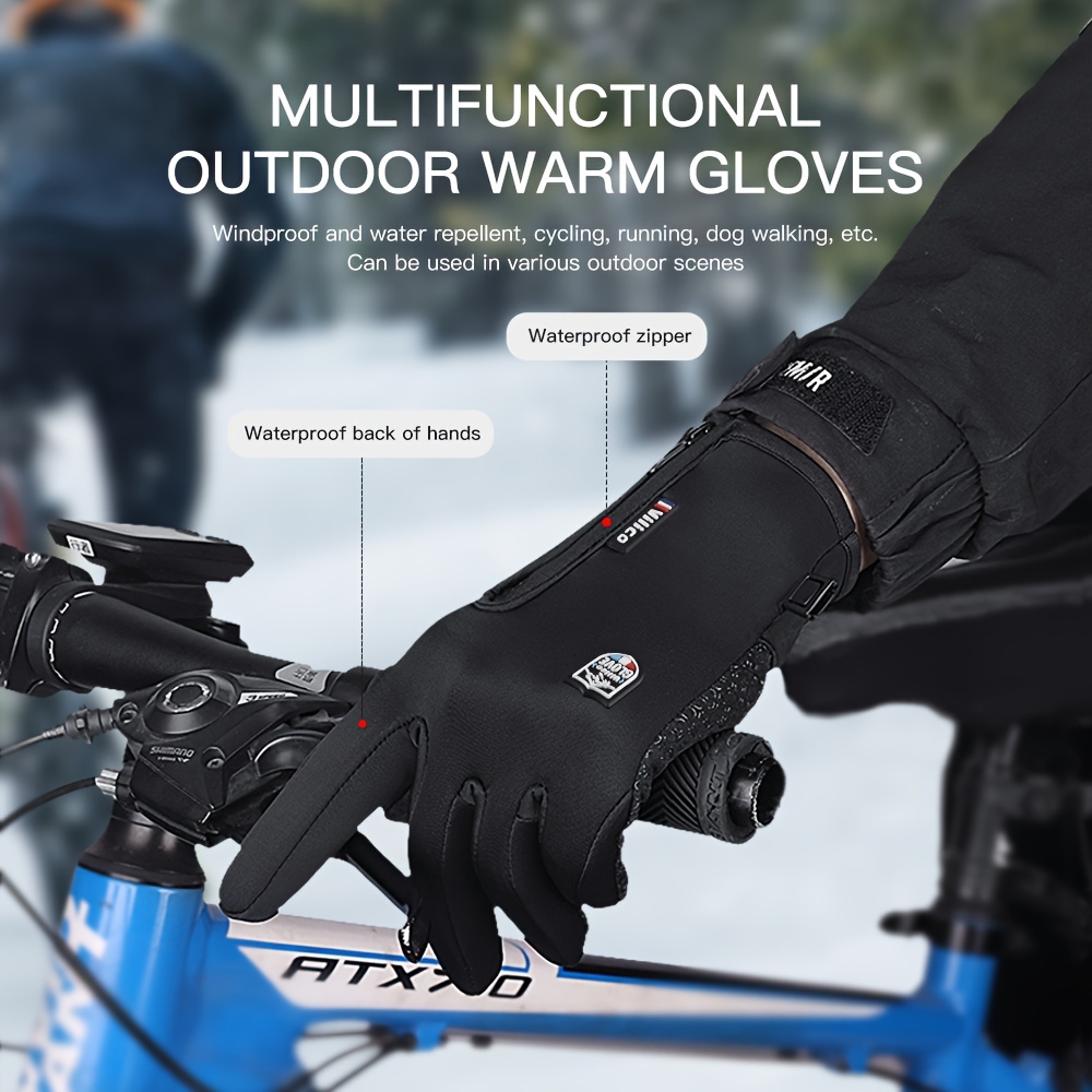 A Set of Insulated, Cozy, Wind-Resistant Gloves Designed for Touchscreen Functionality - Unisex Winter Gloves with a Thick Fleece Interior, Compatible with Touchscreens, And Machine Washable - Ideal for Cycling, Skiing, And Motorcycling - Perfect fo - Image 5