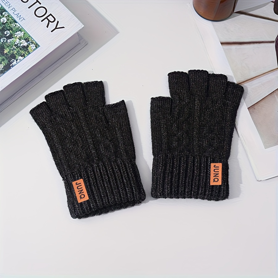 Men'S Alpaca Fleece Winter Gloves - Thermal Insulated Half-Finger Design with Thick Warm Lining, Windproof & Breathable, Machine Washable - Cold Weather Riding, Outdoor Activities - Easy On/off, Winter Gloves, Cold Weather Gear, Casual Style - Image 3