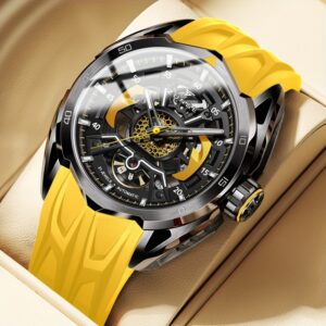 ZUNGE Men's Mechanical Watch - Fashionable, Unique, Trendy, Skeleton, Luminous, Automatic Mechanical Movement Men's Wristwatch