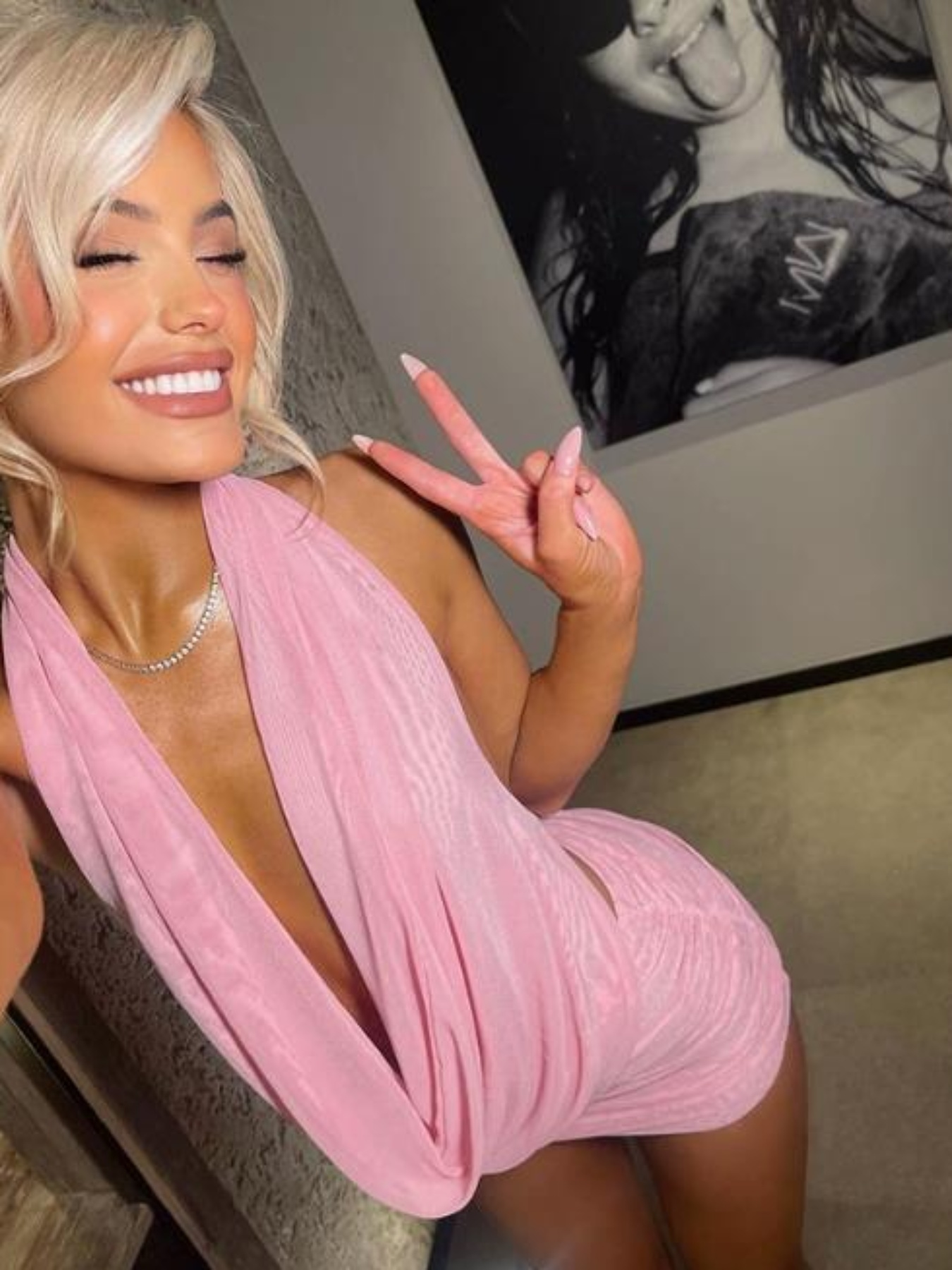 Women's Mesh One-Piece Dress Set - Halter Neck Mini Pajamas with Sheer Panel, O…