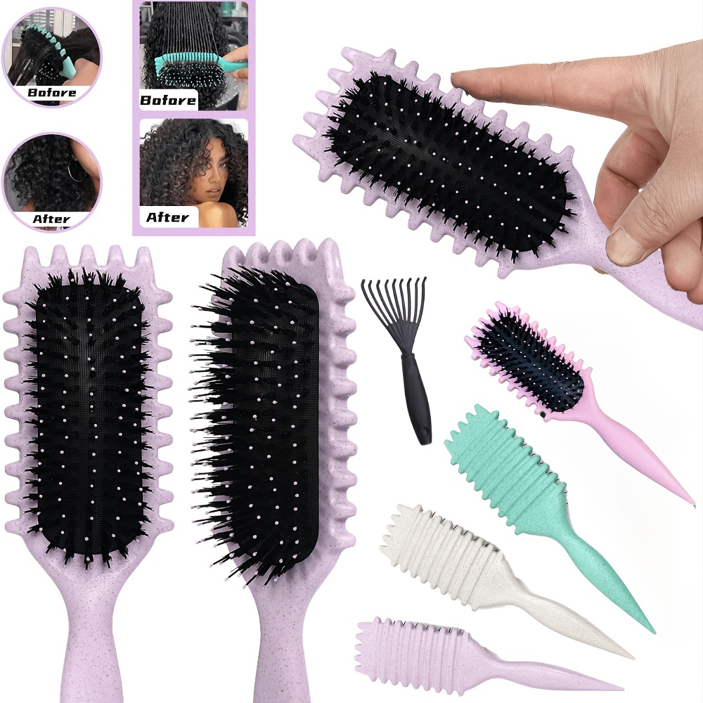 2pcs curly hair comb set - air cushion comb cleaning brush - curly rod styling comb large wave fluffy comb natural curl styling comb dry wet dual-purpose hair salon tools for Women's gift for mother's day mother - Image 3