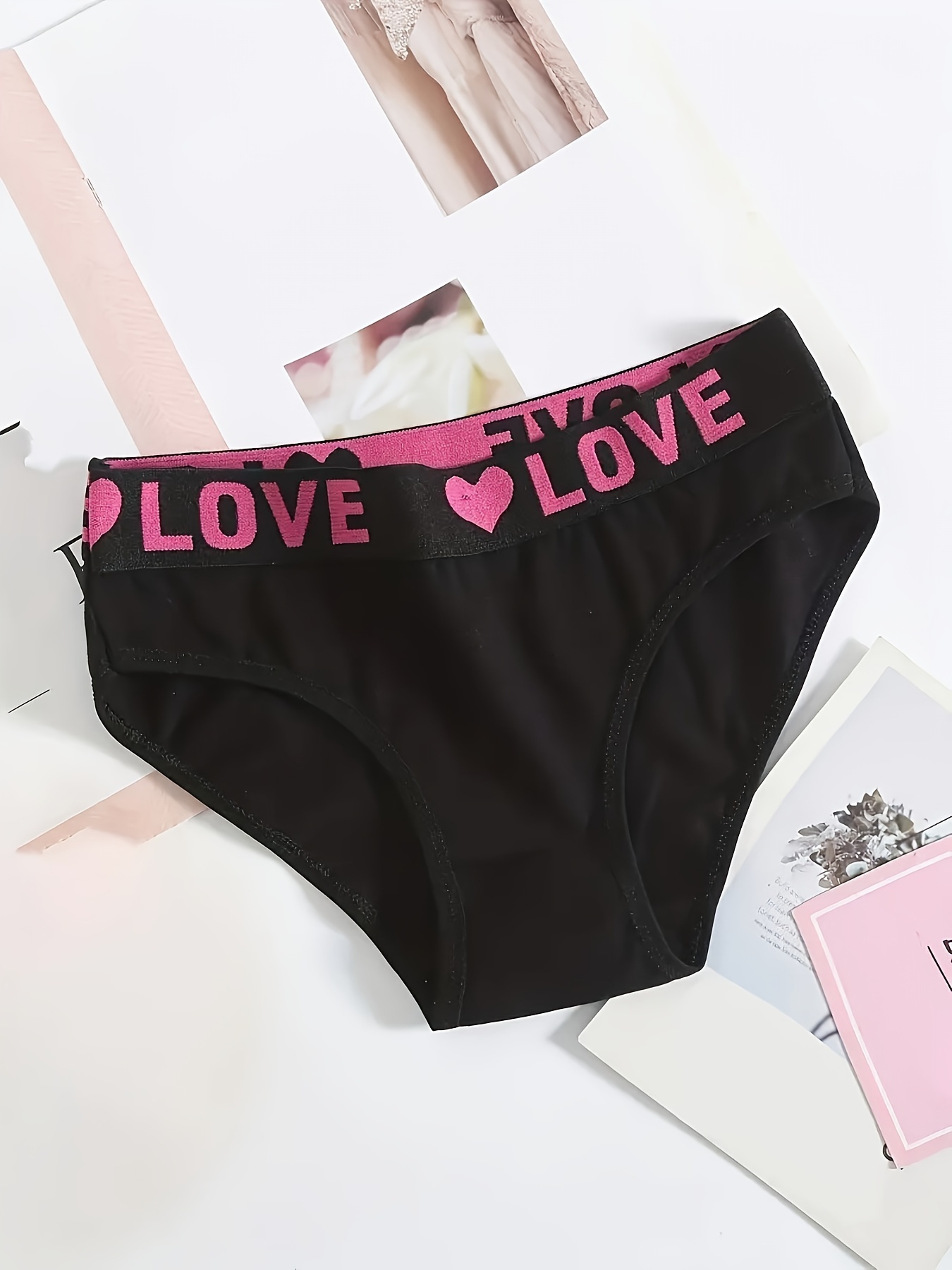 12 Colors, Randomly Selected 1pc Seamless Letter Print Contrast-Fit Triangle Panties, Simple, Comfortable, and Breathable, Seamless Elastic Underwear, Women's Intimates - Image 5