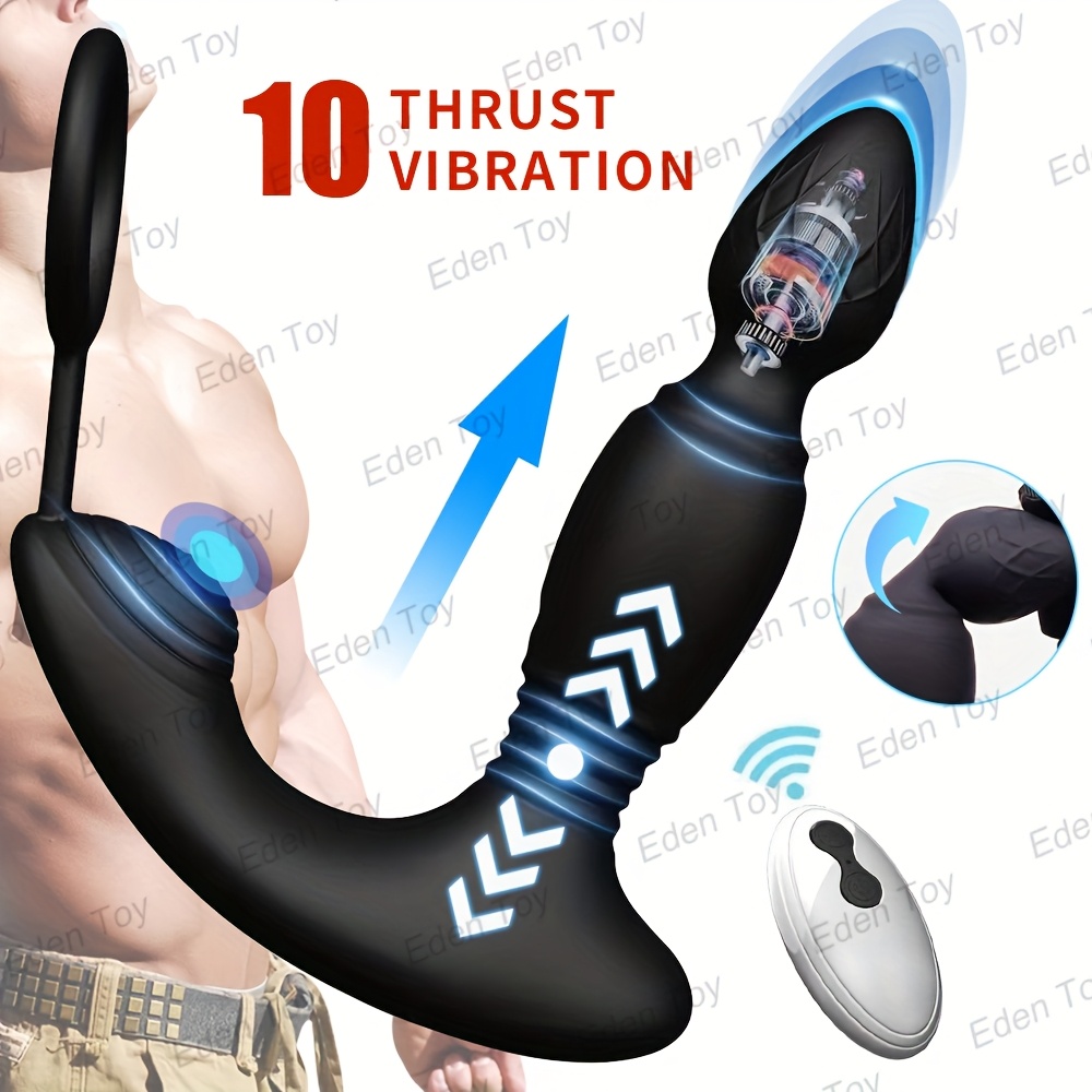 Prostate Massager Anal Vibrator Thrusting Vibrating 10 Modes with 3 Motors Remote Control Telescopic, Rooster Ring Anal Plug Anal Sex Toys P Spot Massager Male Sex Toys for Men Enema Products Dildos Women Couples Remote Control, Christmas Gift
