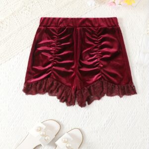 Gothic Color-Block Pleated Hem Shorts Without Decorations
