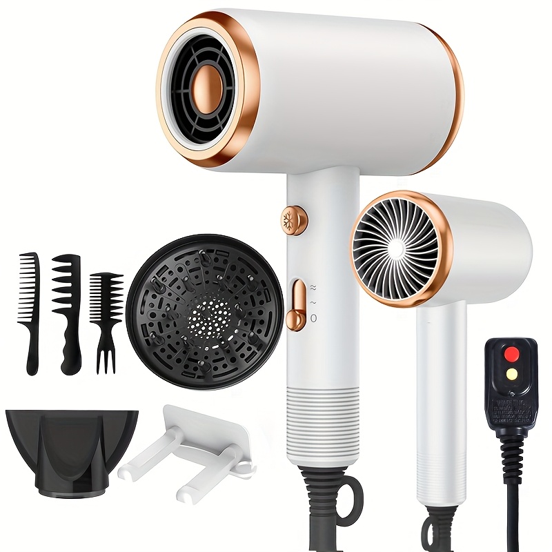 Professional Ionic Hair Dryer with Diffuser Attachment - Ionic Technology for faster drying, 2 Speeds & 3 /Cool Settings, Ionic generator ionizes the air for faster evaporation, Brushed Motor for Straight/Curly/Wavy Hair - Suitable for Home, Travel