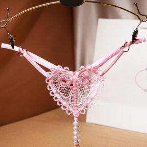 1pc Trendy Women Sexy Lingerie Erotic G-string Panties Butterfly Underwear Crotchless Faux Pearls String Thong, Ideal choice for Gifts