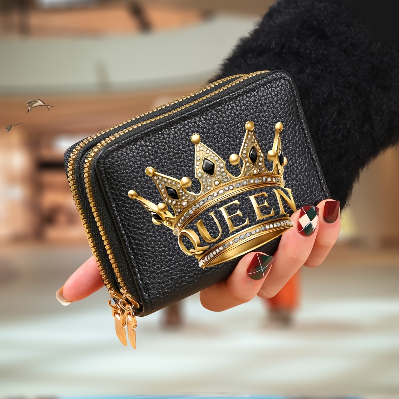 Women' Queen Crown Wallet - Thickened Zipper Wallet with Multiple Card Slots, Compact Coin Purse Suitable for, College, - Stylish & Functional Money Holder