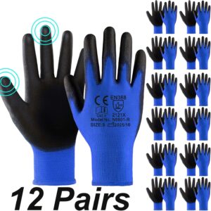 3/6/12 Pairs Work Gloves, Gardening Gloves, Breathable Comfortable Lightweight for Men Women Home Outdoor Garden Car Repairing Fishing Versatile