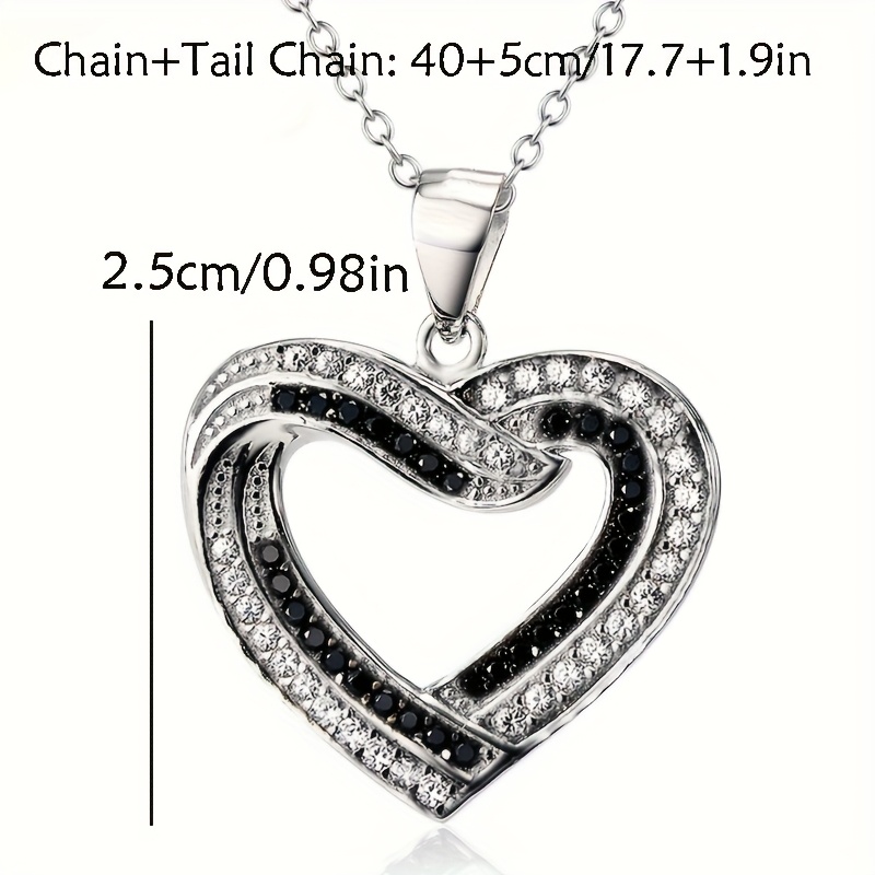 Fashionable Heart-Shaped Necklace in Black And White, For Teenager - Image 6