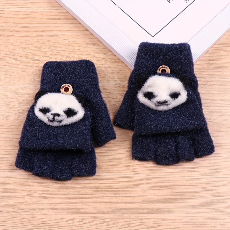 1pc Winter ted Flap Gloves - Fingerless ted Gloves - Fun Panda Design, Thick, L…
