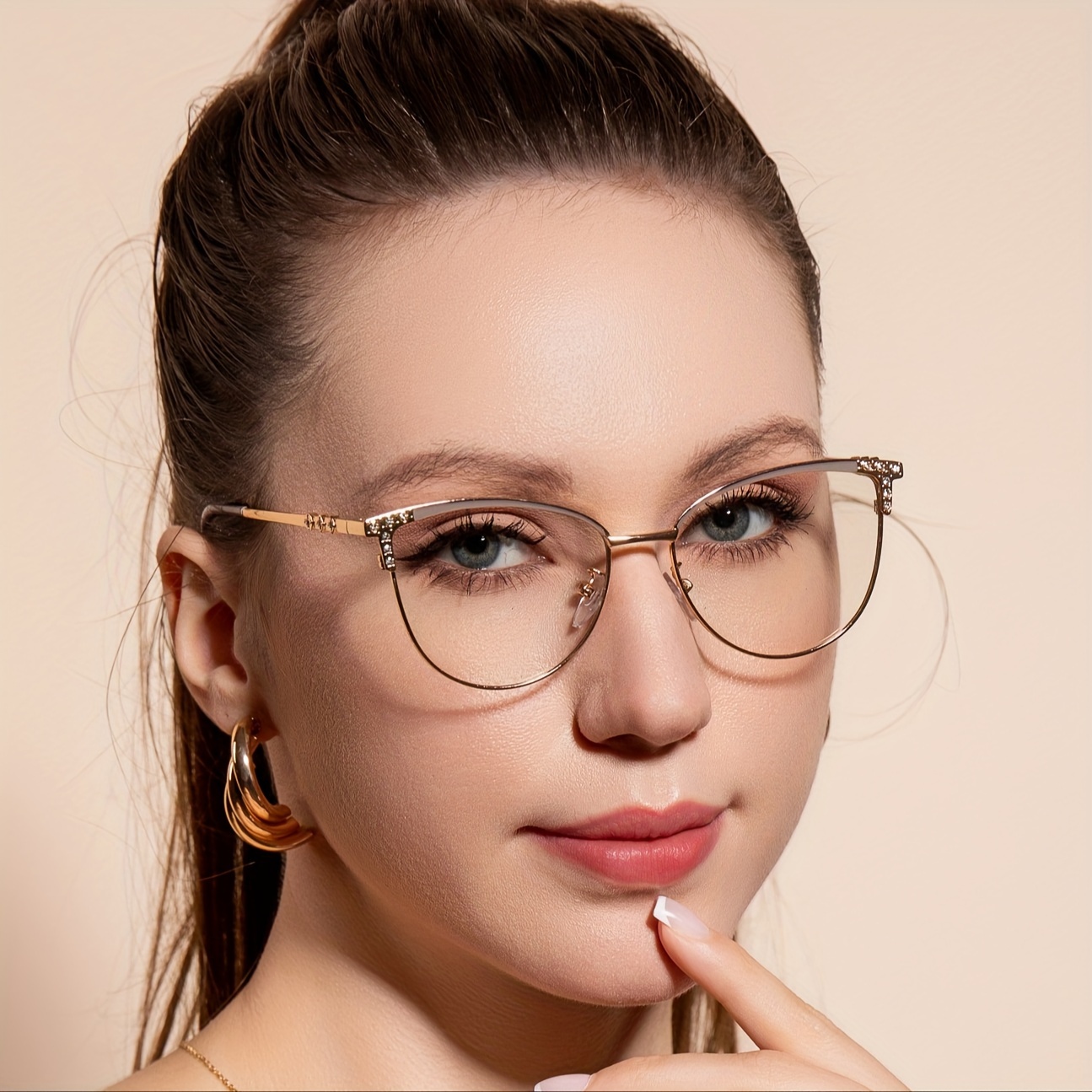 2D Flat - Women'S Glasses - Metal Frame with, Non-Prescription Everyday & Forma…