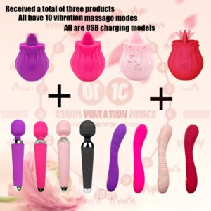 This Is A Super Value Combination Of Three Products That I Got. It Includes A Simulated Tongue Vibrator, A Threaded Vibrator, And An AV Vibrator. There Are 10 Vibration Massage Modes. It's A USB Charging Model, Suitable for Women., Vibratorsfor Women, Personal Pleasure Device, G-Spot Stimulation, Massage Vibrator, Compact Form, Realistic Texture, Body-Safe Materials, Durable Construction, Couples Use, Solo Play