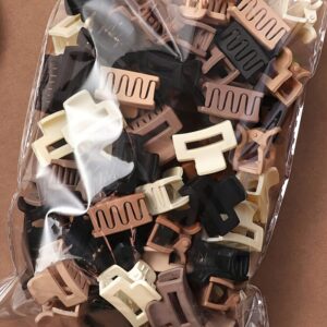 8/16/24/32/40pcs mini milk coffee-colored hair clips, packed in a little bird bag, mixed mini square and small dragon bone hair claw clips, suitable for women, random colors, hair accessories, for Women's college fall and winter holiday outfits.