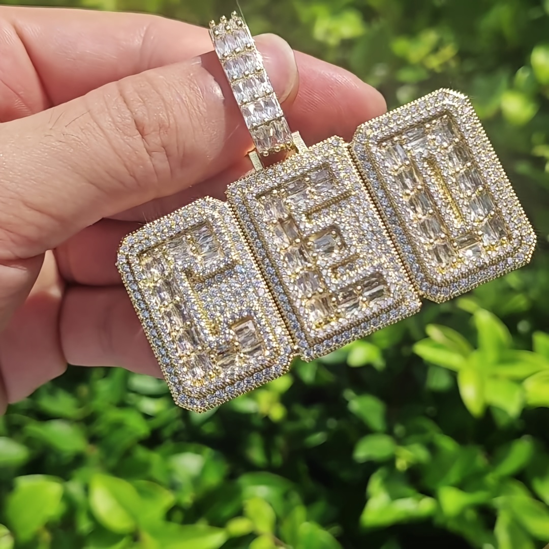 925 Silver Full Moissanite Men's Hip Hop Wing Pendant Letter Necklace Pendant Customised Men's Street Trend Necklace Holiday Gift Birthday Party Gift Best Gift for Boyfriend Daily Wear - Image 5