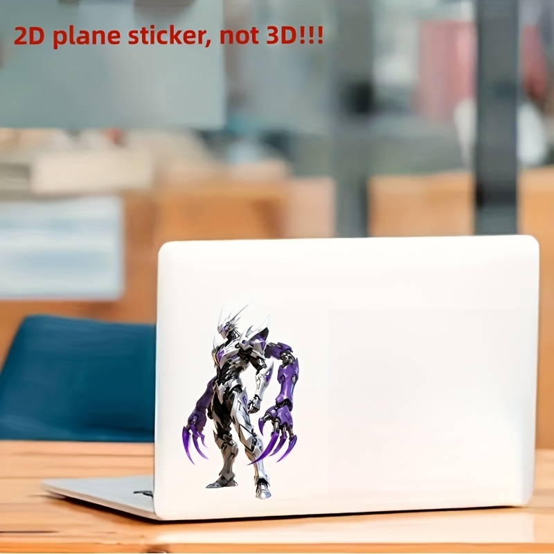 2D Flat, 2pcs Of 2D 'Silvery Armor Purple Clawed Arms' Flat PVC Stickers, Waterproof Self-adhesive Stickers, Suitable for Cars, Motorcycles, Laptops, Water Cups, Window And Door Decorations. Note: This Product Is A 2D Flat Sticker, Not 3D!!!, 2D Flat - Image 3