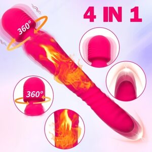 [Magic Wand Vibrator] Dual Motor Magic Wand Vibrator, 7 Modes G-Spot Massager with Heating, Rechargeable Lithium Battery, Clitoris Stimulator Dildo for Women, Anal Plug Toys for Adult