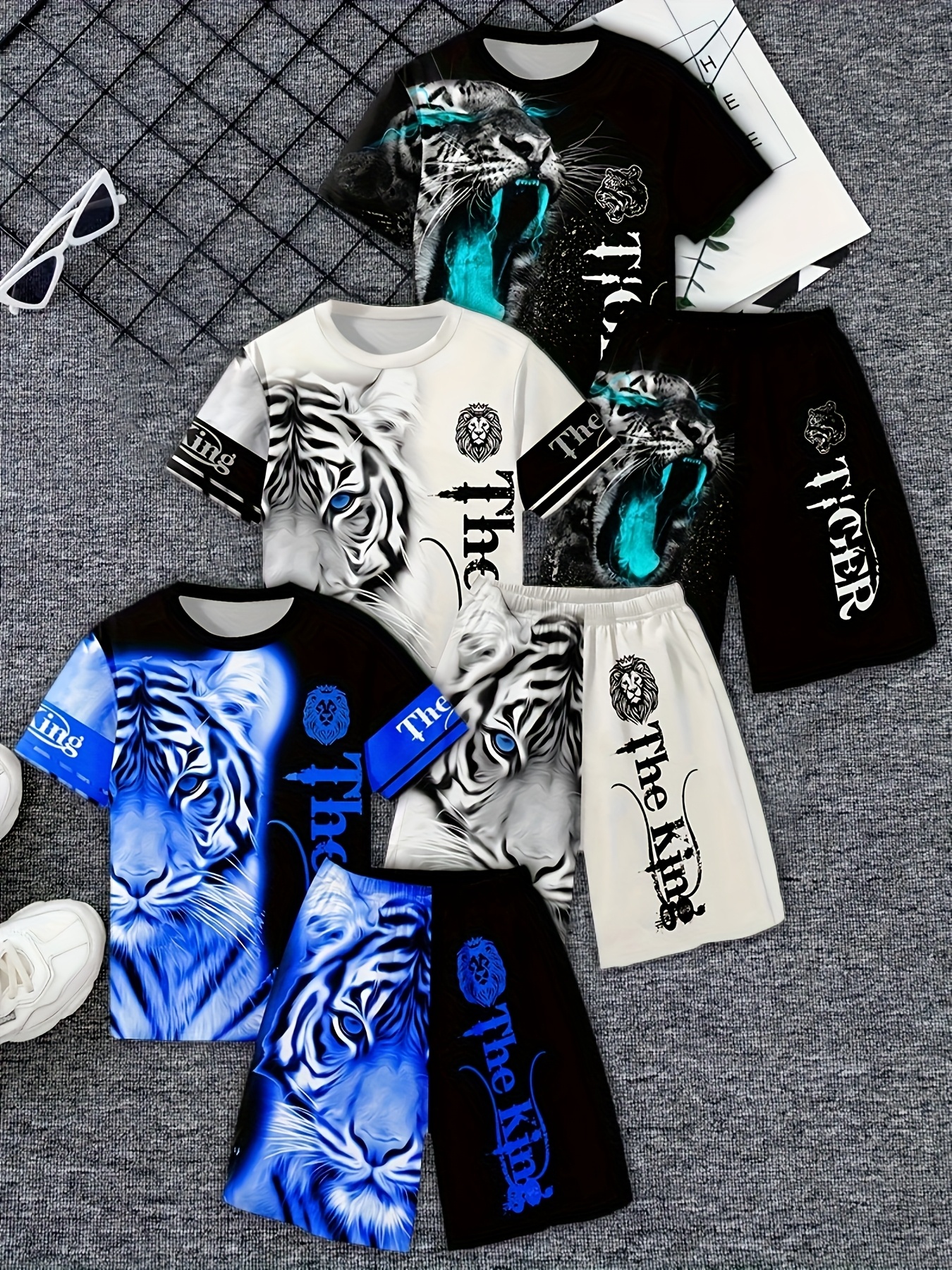 6pcs Boys' 3D Printed & Graphic T-Shirt & Shorts Set - & Casual Summer Outfit w…