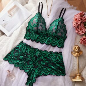 European and American Style Hot Selling Lace Embroidery Sexy Sheer Lingerie Set
