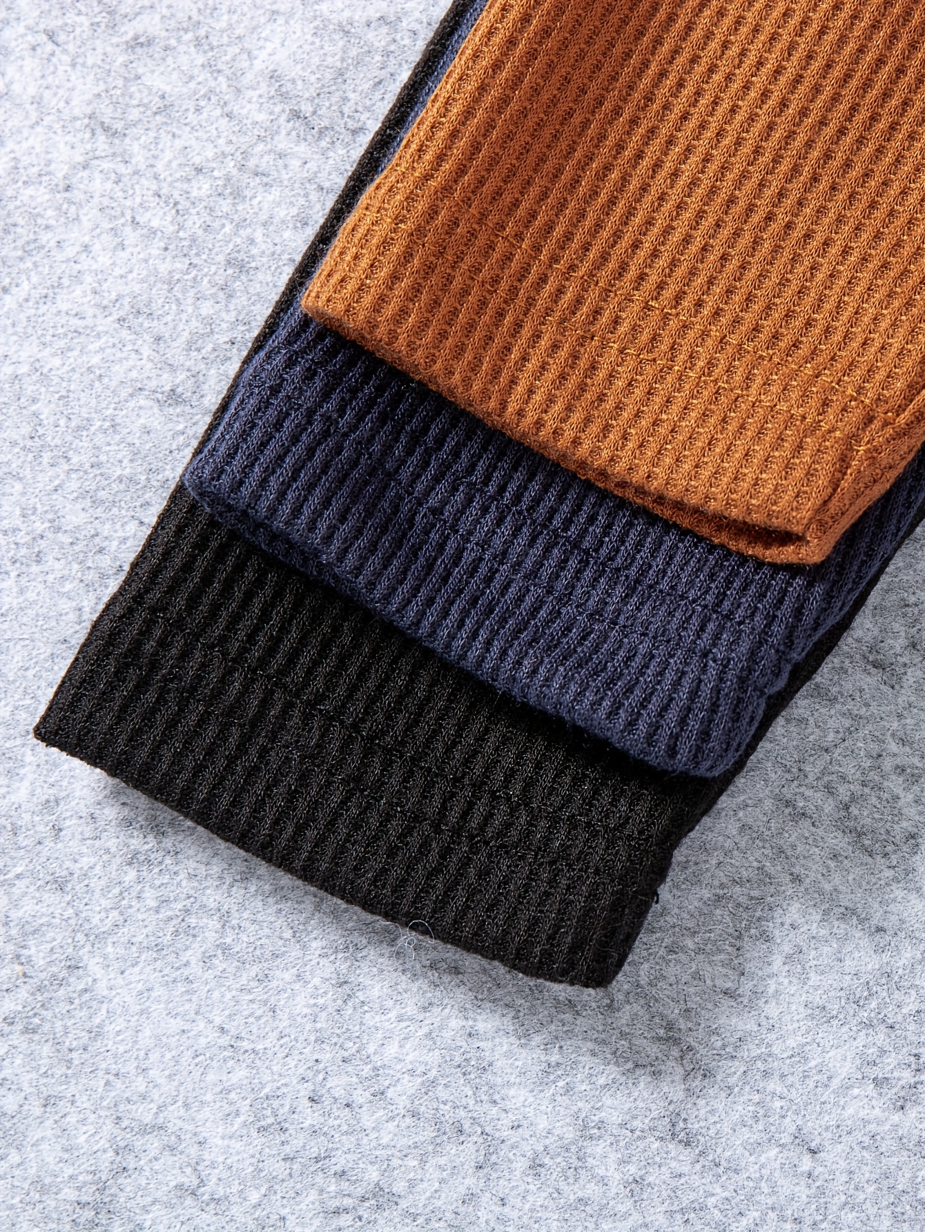 3pcs boys' solid color knitted plaid soft and comfortable long sleeved round neck top, boys' fashionable contrasting color placket button decoration long sleeved pullover - casual round neck, soft polyester blend, suitable for spring and autumn - Image 8