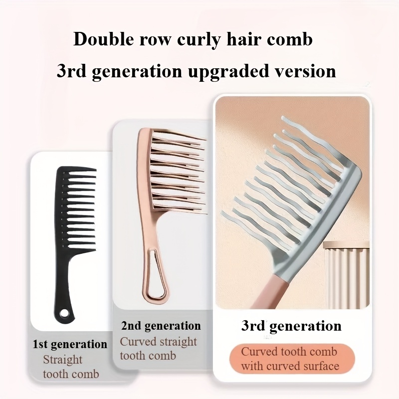 A Set of Wide-Toothed Combs, Ideal for Long Curls And Voluminous Styles - Stylish Black And Light Blue Combs with ABS Handles, Perfect for Managing Curls And Home Massages, an Ideal Holiday Gift for Friends, Elegant Hair Combs - Image 3