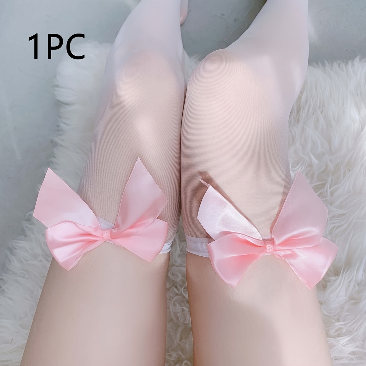 Women'S Sexy Thigh-High Sheer Tights with Elegant Bow Accents - Black, Pink & White - Sophisticated Style, Durable & Easy-Care (Hand Wash/Dry Clean) - Versatile for Casual & Formal Wear, Formal Hosiery, Thighhigh Stockings, Decorative Bow Design, Quality Fabric Legwear - Image 10