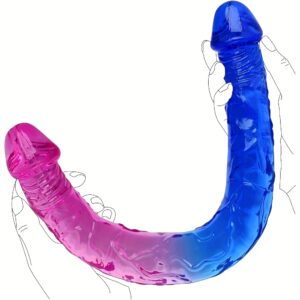 Dildo - Double-Headed Dildo - Dual Insertion Realistic Sex Toy for Couples, Body-Safe Material, G-Spot & Anal Stimulation, No Battery Needed, Ergonomic Design