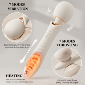 Dildo - Female Retractable Vibrator Massager Female Sex Toys, Dual Motor Multi Frequency Vibrating Clitoral Stimulator AV Stick Vibrator Dildo Massager Adult Anal Plug Toys