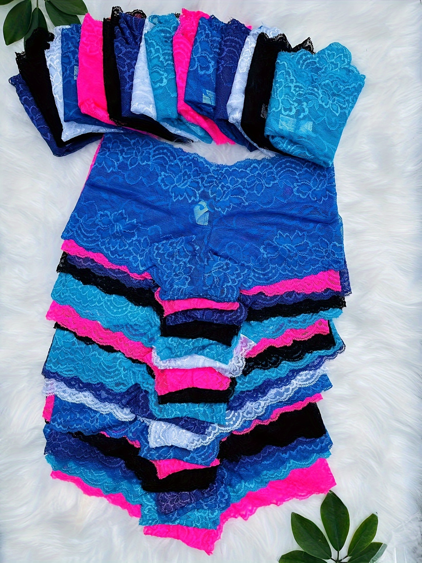 33pcs Solid Seamless Transparent Floral Lace Boyshort Briefs, Simple Comfy Breathable Stretchy Intimates Panties, Women's Lingerie & Underwear(6 Color Random Delivery) - Image 2