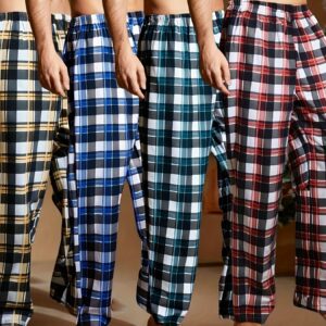 4pcs Set of Spring and Summer Four Plaid Long Sleeping Pants for Men, Comfortable and Lightweight, Loose Fit Can Be Worn Outdoors, Four Combination Packs of Elastic Waist Home Pants, Soft Pants