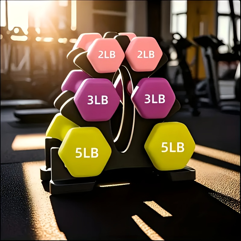 A Compact Yet Strong Set of Dumbbells for Women, Available in 2, 3, And 5 Pound…