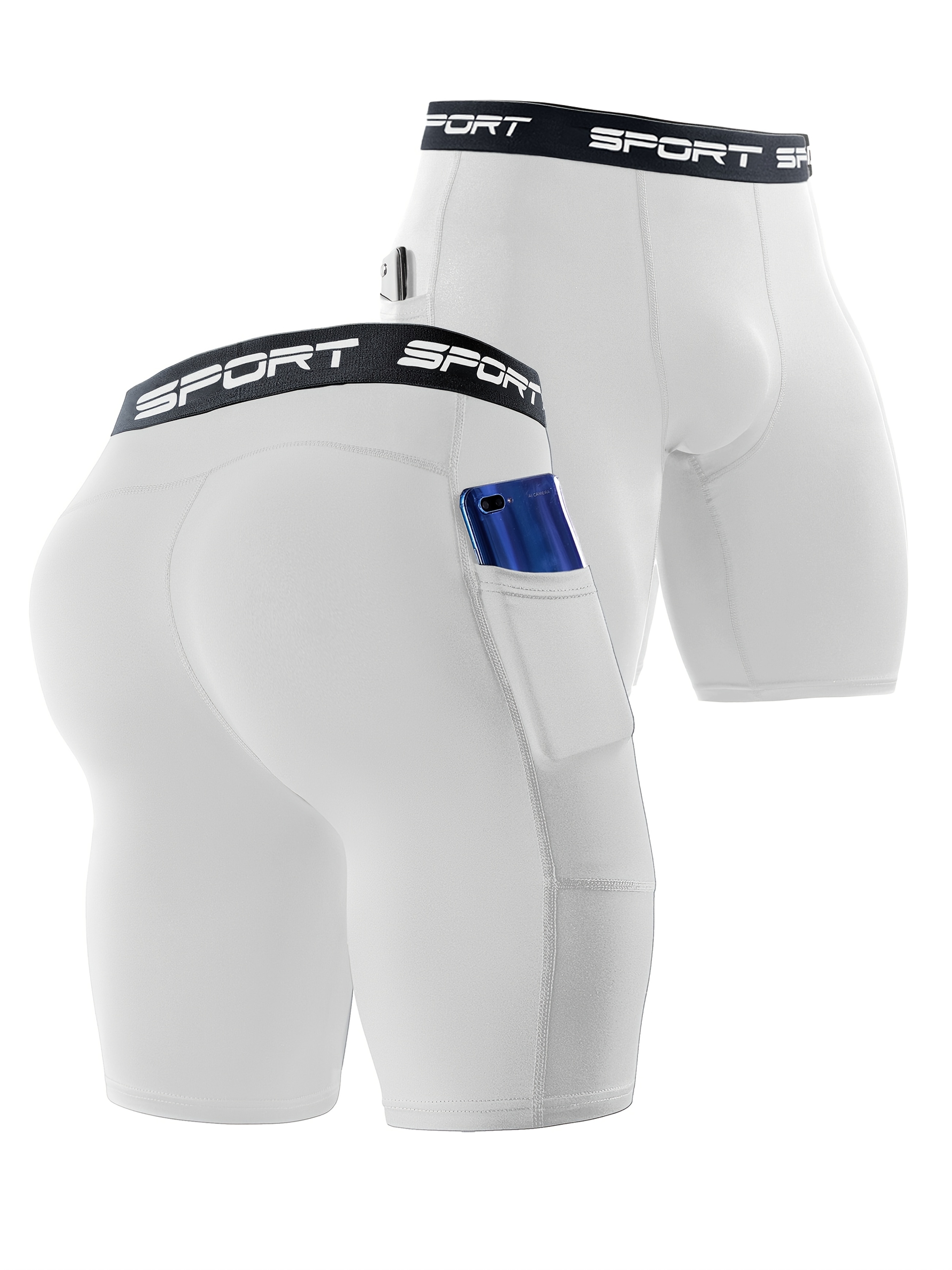 Men'S High-Stretch Compression Athletic Shorts - Breathable & Elastic Gym Shorts with Pockets, All-Season Workout Pants for Running, Yoga, Hiking, Training, Outdoor Activities - Solid Color Design, Workout Shorts, Hiking Gear, Sleek Sportswear