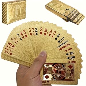[Luxury Golden Foil] Luxury Golden Foil Poker Card Game Set - 1 Set, Handmade Box with Cards, Elegant Deck for Adults, Family Game Nights & Holiday Gifts, Professional Rummy/Drawers/Trumps
