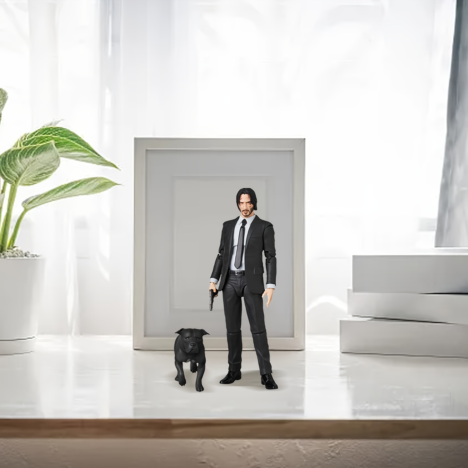 Wick Action Figure - Formal Suit & Tie Adult Collectible with Black Suit, White Shirt & Tie, Gun Accessory - Durable PVC Construction for Home/Office Display, Halloween Party Decor - Dynamic Pose Figure for Wick Fans, -Inspired Collectible Action Figure Toy - Image 5