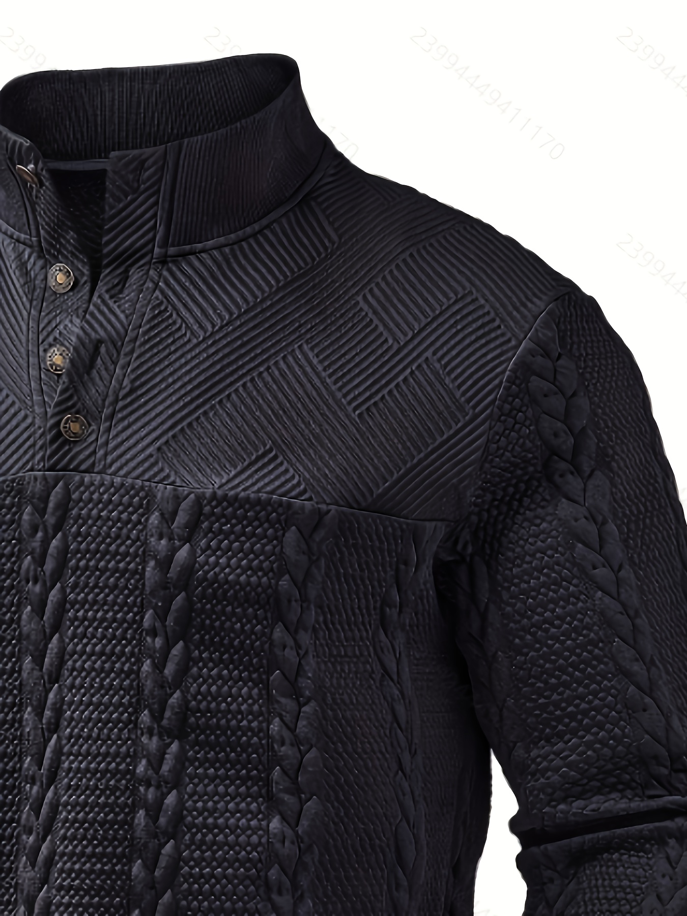 Men's Fashion Jacquard Padded Shirt, Comfortable Soft Long Sleeve with Elastic Hem and Ribbed Splicing, Suitable for Daily Work Vacation and Outdoor Wear, Spring Autumn, Christmas Men's Gift - Image 9